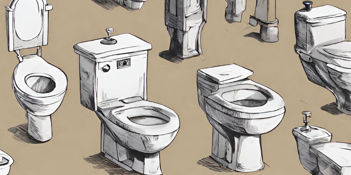 Natural eco-friendly ways to clean a toilet (ai illustration of lots of toilets)